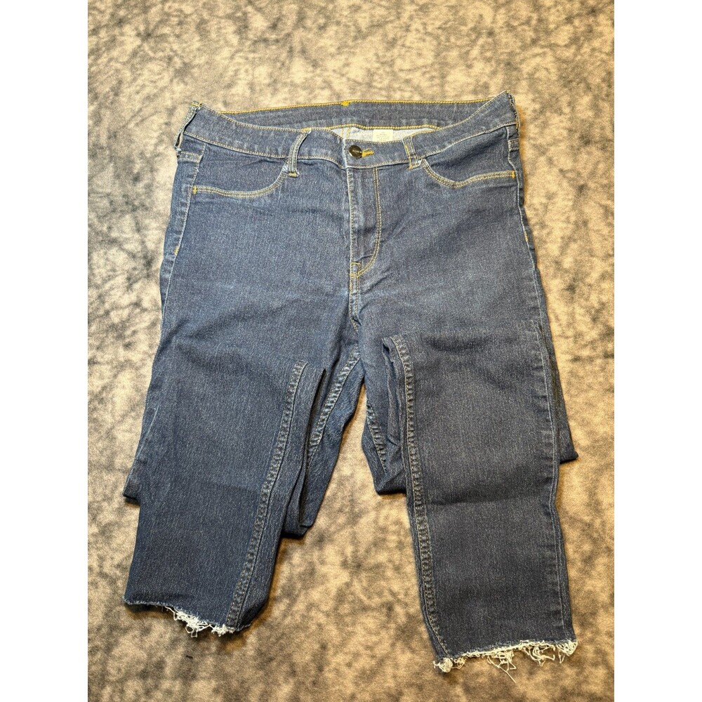 &denium jeans sz 30 skinny unfinished hem medium wash pants blue jeans fall